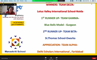  INTER SCHOOL MATHLETICA QUIZ