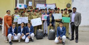 PLOGGING DAY/COMBINED CLEANLINESS DRIVE BY BLUE BELLS MODEL SCHOOL NCC CADET