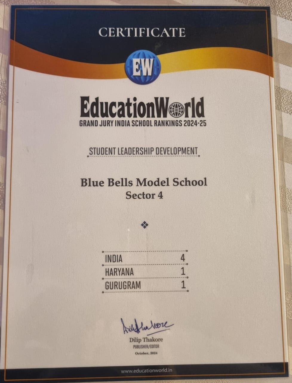 EW Grand Jury India School Ranking Award 2024-25